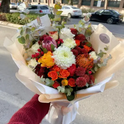 Autumn Christmas – Gül, Protea Buketi | Papatya Çiçekçilik